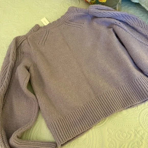 NWT Anthropologie Lavender Purple Sweater Bell Sleeves L - Picture 2 of 8